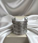 american diamond ad stone rhodium-plated daily wear adjustable cuff bangle bracelet