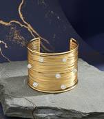 american diamond ad stone gold-plated daily wear adjustable cuff bangle bracelet