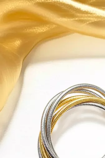 combo of two tone  double color  rope style rhodium-gold-plated bangle bracelet