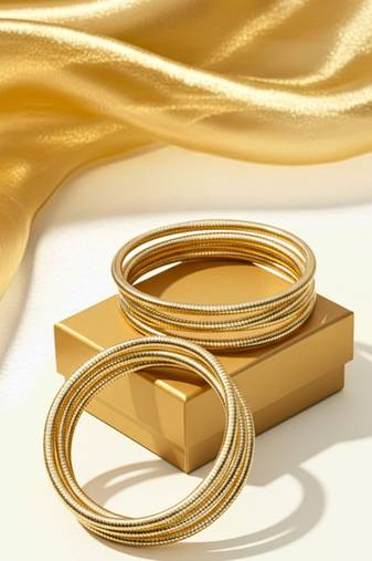 combo of two korean rope style gold-plated bangle bracelet for girls