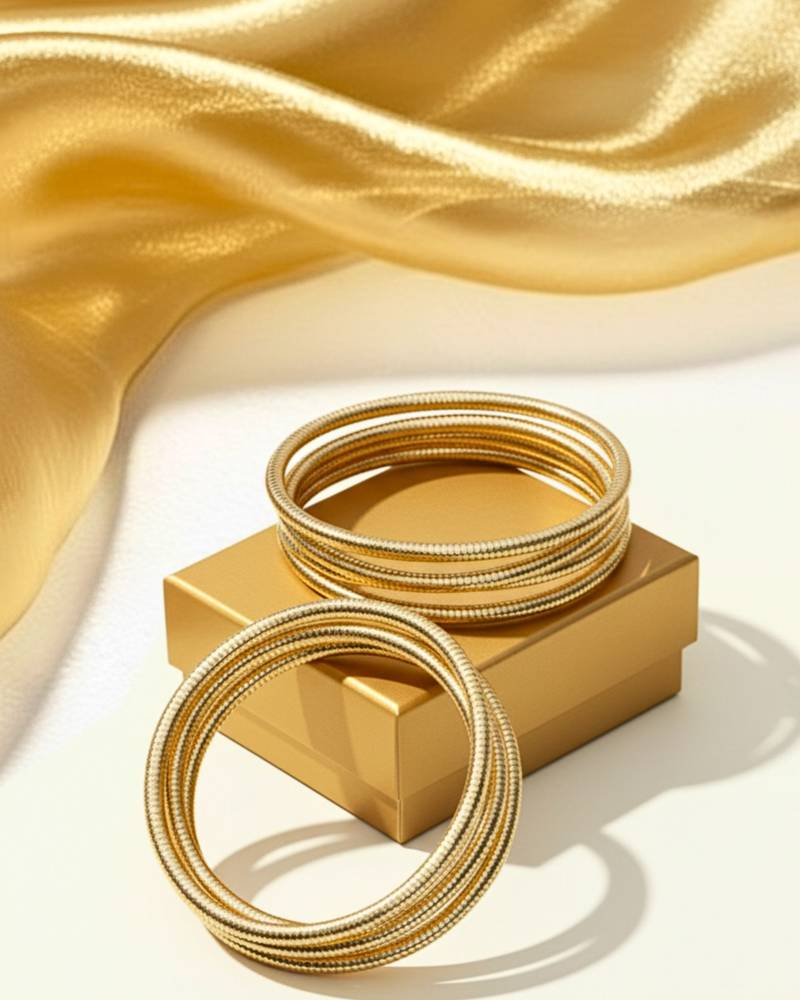 combo of two korean rope style gold-plated bangle bracelet for girls