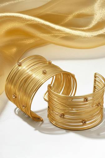 combo of  american diamond ad stone gold-plated  adjustable cuff bangle bracelet