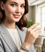 korean rope style rhodium silver-plated daily wear bangle bracelet for girls