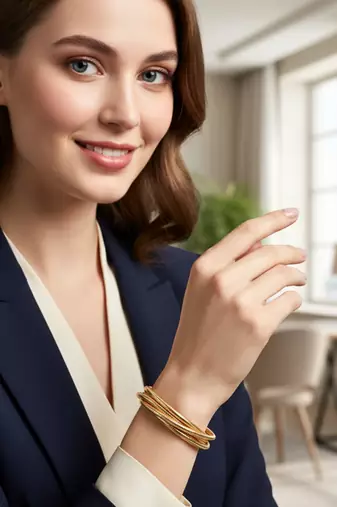 korean rope style gold-plated daily wear bangle bracelet for girls