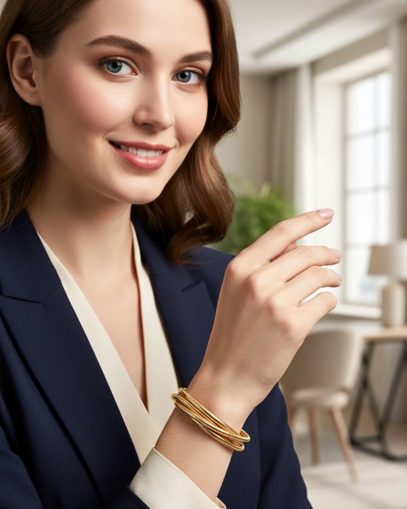 korean rope style gold-plated daily wear bangle bracelet for girls