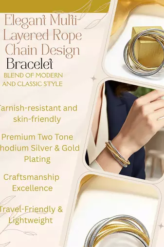 two tone  korean rope style rhodium-gold-plated daily wear bangle bracelet for girls