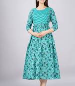 Women floral printed round neck pure cotton maternity dress