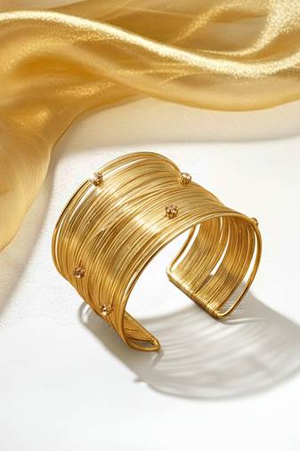 american diamond ad stone gold-plated daily wear adjustable cuff bangle bracelet