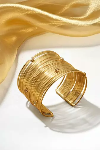 american diamond ad stone gold-plated daily wear adjustable cuff bangle bracelet