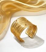 american diamond ad stone gold-plated daily wear adjustable cuff bangle bracelet