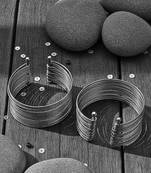 Combo of two rhodium-plated adjustable cuff bracelet kada