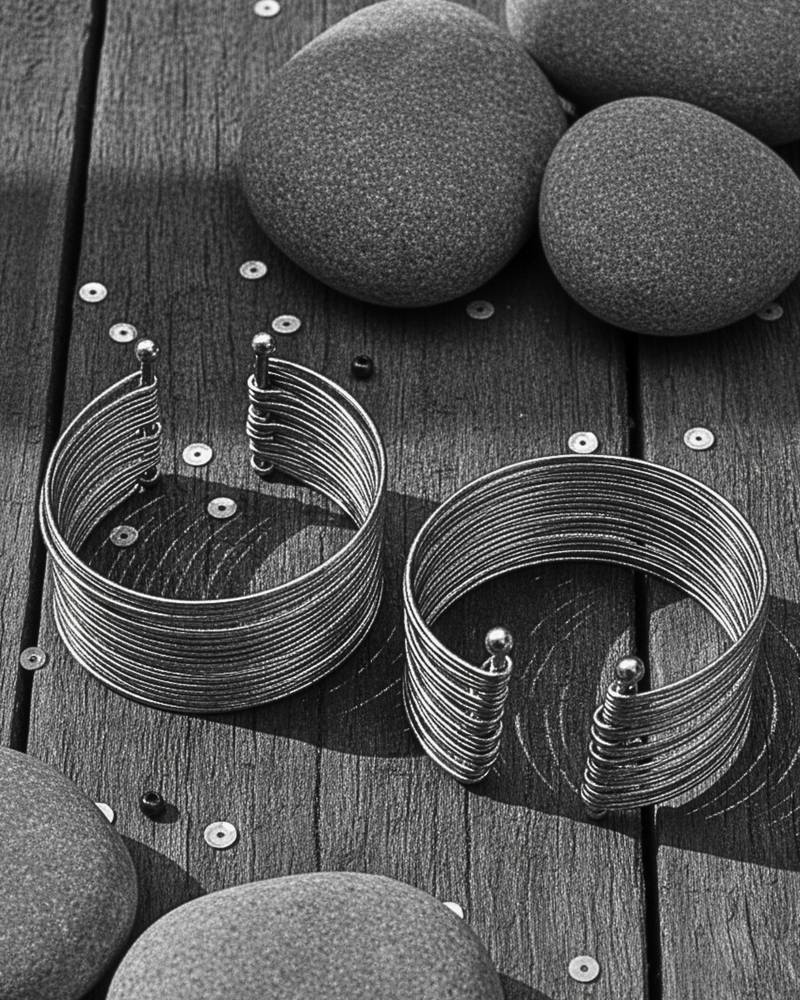 Combo of two rhodium-plated adjustable cuff bracelet kada