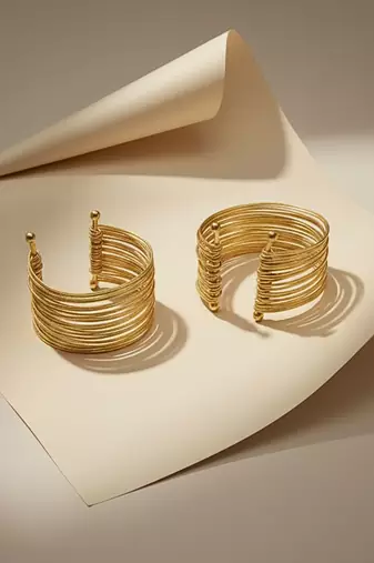 Combo of two gold-plated adjustable cuff bracelet kada