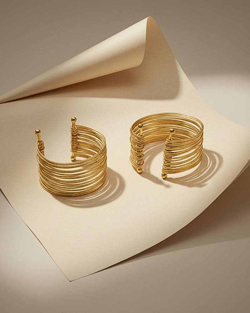 Combo of two gold-plated adjustable cuff bracelet kada