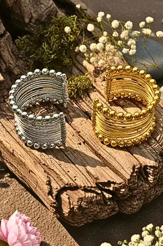 Combo of two rhodium & gold-plated adjustable cuff bracelet kada