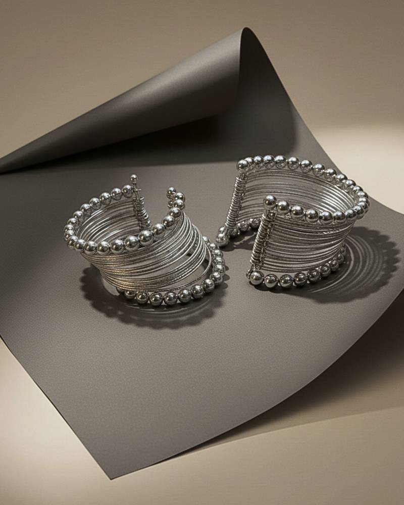 Combo of two rhodium-plated adjustable cuff bracelet kada