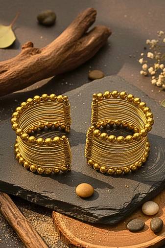 Combo of two gold-plated adjustable cuff bracelet kada