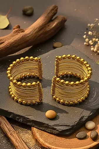 Combo of two gold-plated adjustable cuff bracelet kada