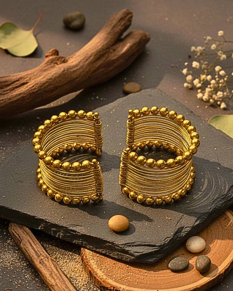Combo of two gold-plated adjustable cuff bracelet kada