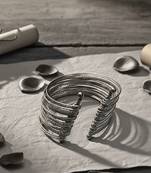 Rhodium-plated adjustable cuff bracelet kada