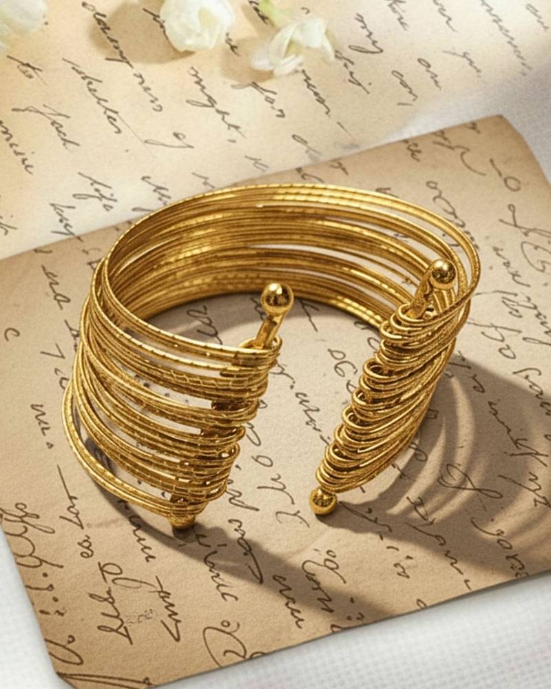 Gold-plated adjustable cuff bracelet  kada