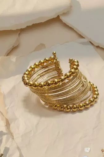 Gold-plated adjustable cuff bracelet  kada
