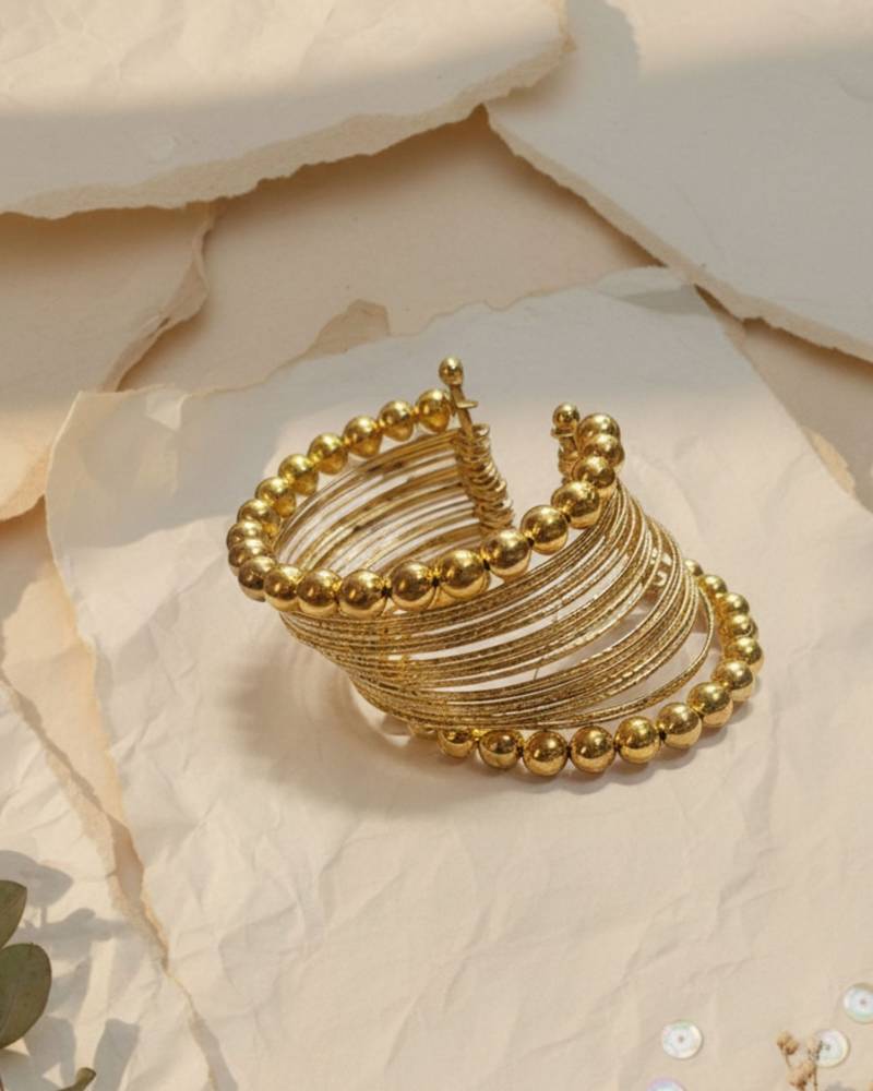 Gold-plated adjustable cuff bracelet  kada