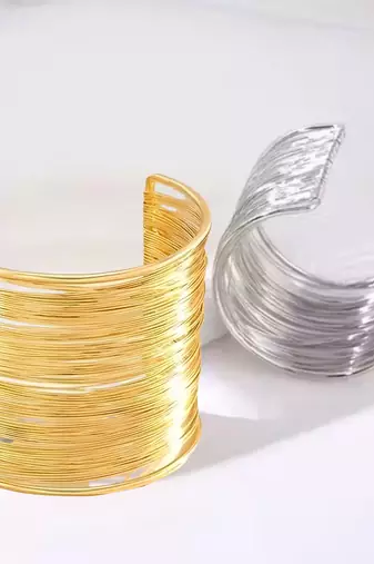 Combo of two rhodium & gold-plated adjustable cuff bracelet kada