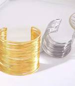 Combo of two rhodium & gold-plated adjustable cuff bracelet kada