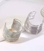 Combo of two rhodium-plated adjustable cuff bracelet kada