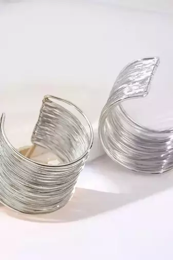 Rhodium-plated adjustable cuff bracelet kada