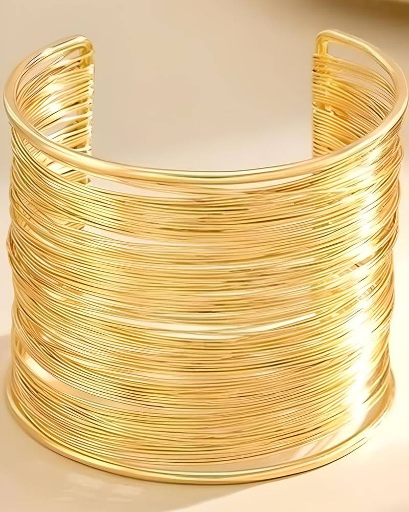 Combo of two gold-plated adjustable cuff bracelet kada