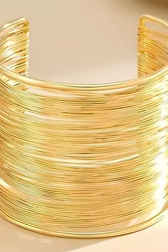 Gold-plated adjustable cuff bracelet  kada