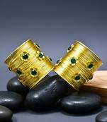 combo of two floral green crystal cz ad stone western cuff bangle bracelets