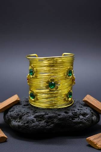 floralgreen crystal cz ad stone fancy western cuff bangle bracelet