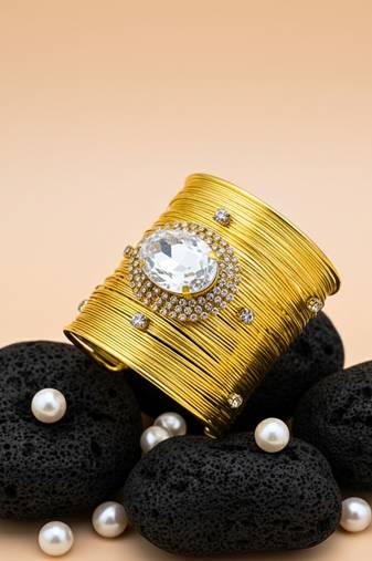 white crystal cz  ad stone fancy floral cuff bangle bracelet