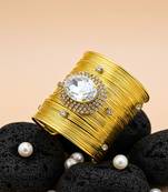 white crystal cz  ad stone fancy floral cuff bangle bracelet