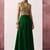 green jacquard crop top style readymade lehenga set
