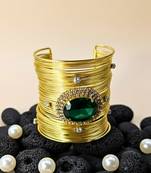 green crystal cz ad stone fancy western cuff bangle bracelet