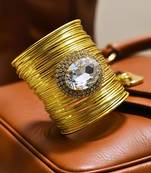 white crystal cz  ad stone fancy floral cuff bangle bracelet