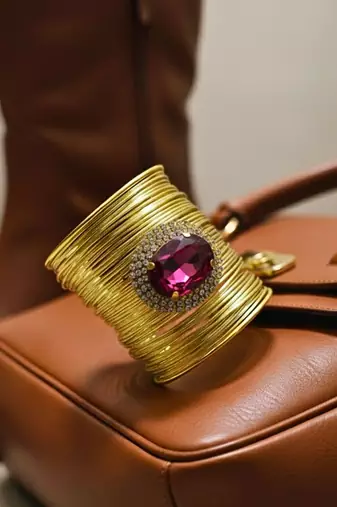 hot pink crystal cz ad stone fancy western cuff bangle bracelet