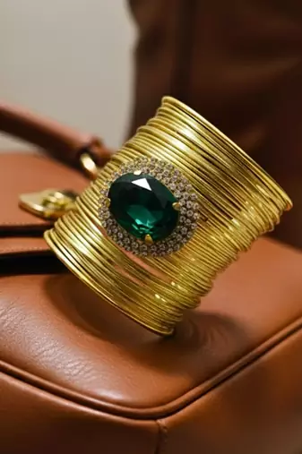 green crystal cz ad ston fancy western cuff bangle bracelet