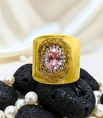 pink crystal cz  ad stone fancy floral cuff bangle bracelet