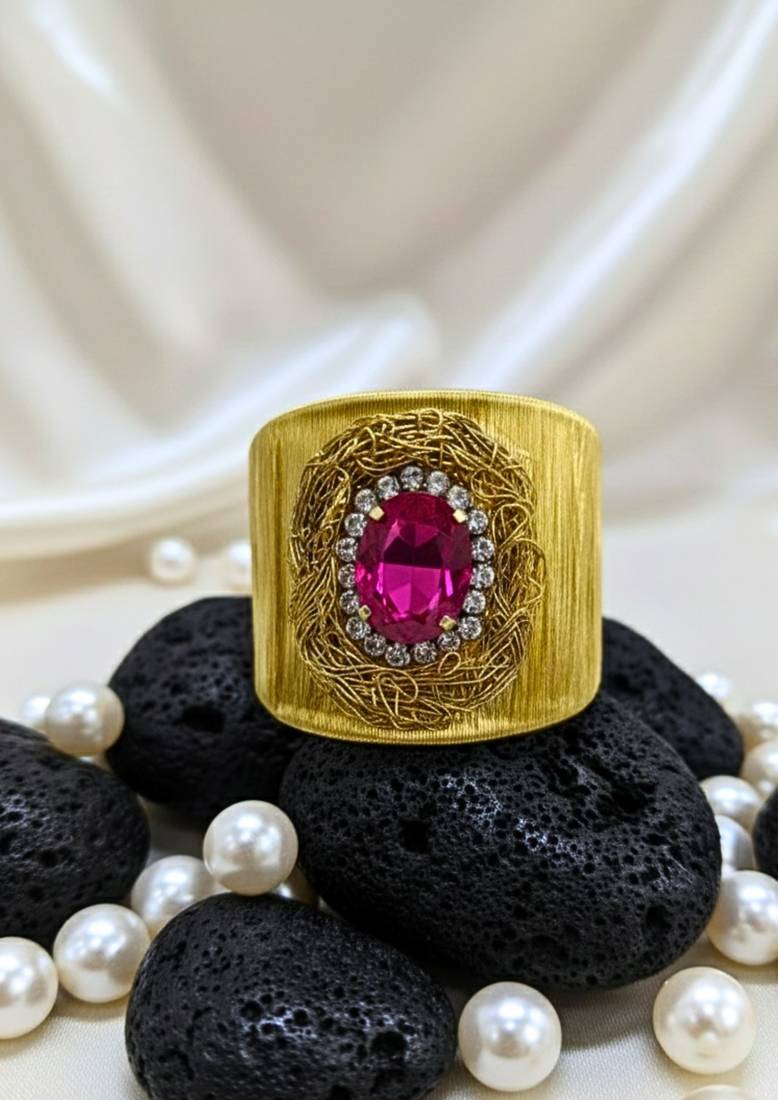hot pink crystal cz ad stone fancy western cuff bangle bracelet
