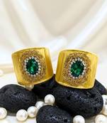 combo of two green crystal cz ad stone western cuff bangle bracelets