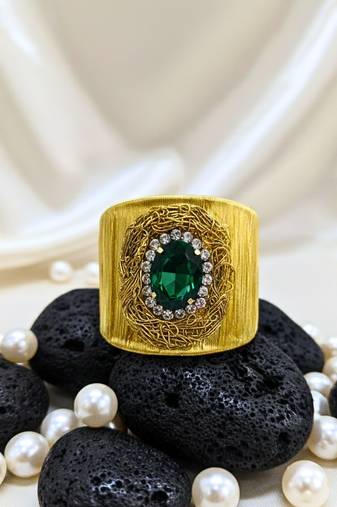 green crystal cz ad stone fancy western cuff bangle bracelet