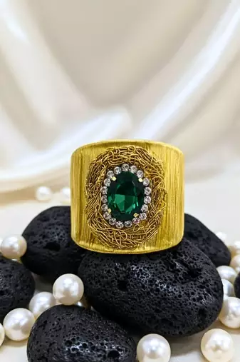 green crystal cz ad stone fancy western cuff bangle bracelet