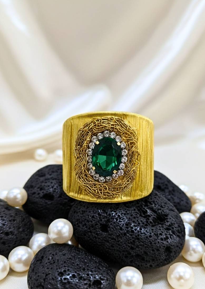 green crystal cz ad stone fancy western cuff bangle bracelet