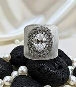 white crystal cz  ad stone fancy floral cuff bangle bracelet