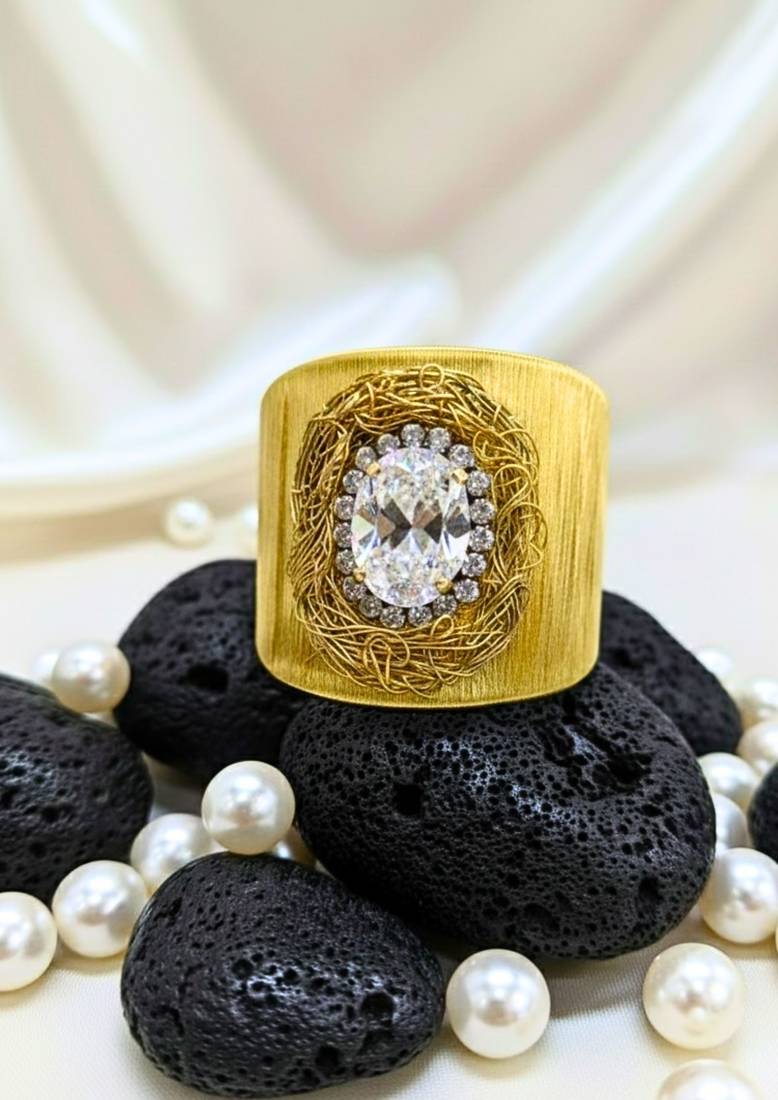 white crystal cz  ad stone fancy floral cuff bangle bracelet